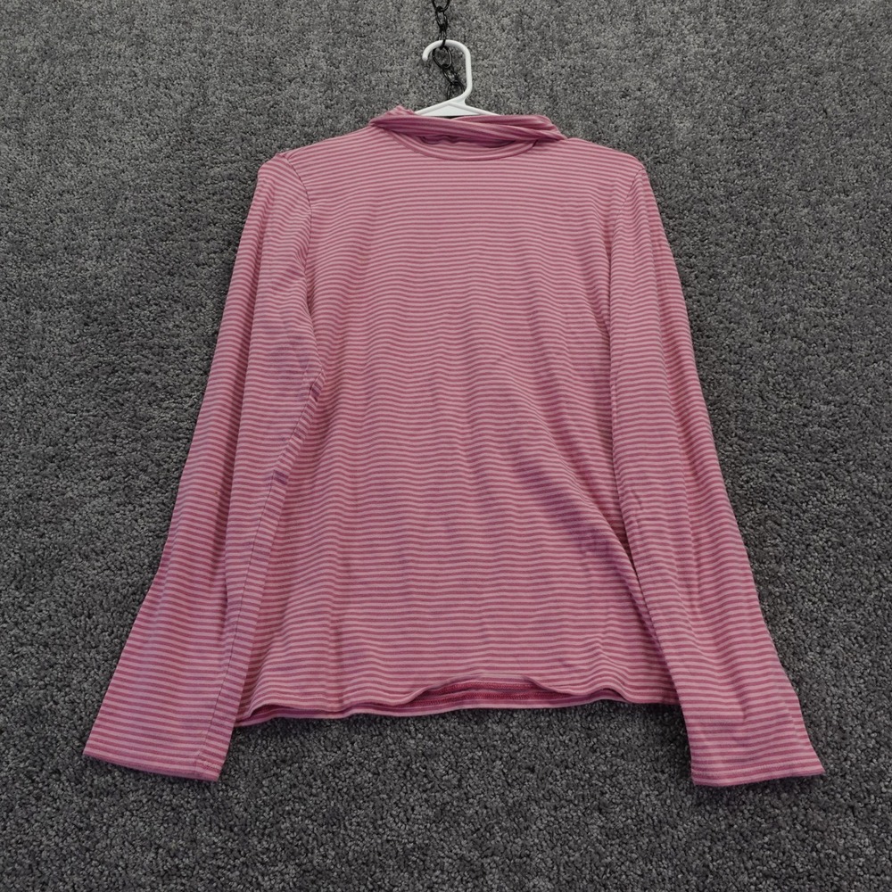 J Jill Turtleneck Womens Large Pink Striped Jersey Cotton Blend Long Sleeve